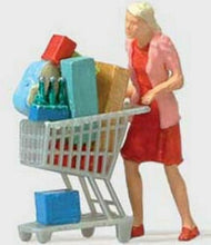 Load image into Gallery viewer, Preiser 28081 HO Scale Shopaholic w/Loaded Cart