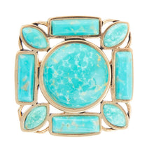 Load image into Gallery viewer, Deco Green Turquoise Golden Statement Ring