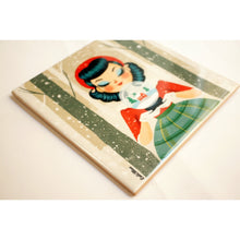 Load image into Gallery viewer, Decorative Tile Girl with Snow Globe by Laliblue