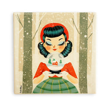 Load image into Gallery viewer, Decorative Tile Girl with Snow Globe by Laliblue