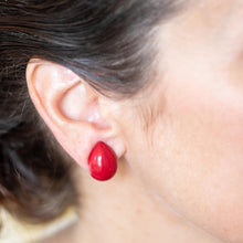 Load image into Gallery viewer, Deep Garnet Red Teardrop Stud Earrings