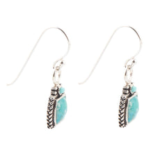 Load image into Gallery viewer, Delicately Detailed Blue Turquoise and Sterling Silver Earrings