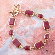 Load image into Gallery viewer, Delicately Red Onyx and Golden Toggle Bracelet
