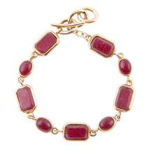 Load image into Gallery viewer, Delicately Red Onyx and Golden Toggle Bracelet
