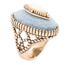 Load image into Gallery viewer, Denim Dreams White Mother of Pearl Golden Statement Ring