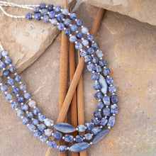 Load image into Gallery viewer, Denim Kyanite Blue Lapis Sterling Silver Strand Necklace