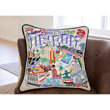Load image into Gallery viewer, Detroit Hand-Embroidered Pillow by Cat Studio