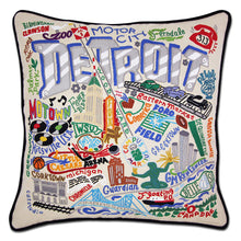 Load image into Gallery viewer, Detroit Hand-Embroidered Pillow by Cat Studio