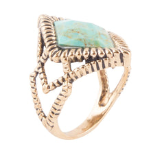 Load image into Gallery viewer, Diamond Days Blue Turquoise and Golden Ring