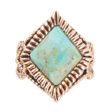 Load image into Gallery viewer, Diamond Days Blue Turquoise and Golden Ring