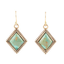 Load image into Gallery viewer, Diamond Days Blue Turquoise and Golden Earrings