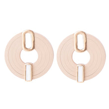 Load image into Gallery viewer, Discus Mother of Pearl Leather Earrings
