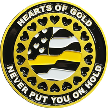 Load image into Gallery viewer, BL3-013 Emergency 911 Police Dispatcher Heart of Gold Challenge Coin Thin Gold Line