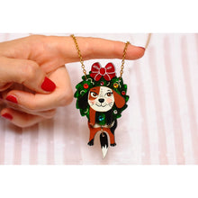 Load image into Gallery viewer, Dog in A Christmas Wreath Necklace by Laliblue