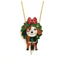 Load image into Gallery viewer, Dog in A Christmas Wreath Necklace by Laliblue