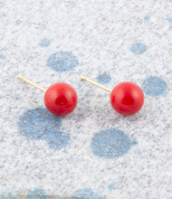 Load image into Gallery viewer, Dot of Red Coral Stud Earrings
