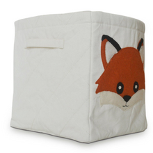 Load image into Gallery viewer, Fabric Storage Bin With Fox Appliqué