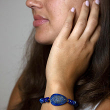 Load image into Gallery viewer, Dreamy  Blue Lapis Chunky Golden Bracelet