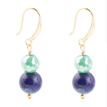 Load image into Gallery viewer, Dreamy Blue Lapis Green Golden Drop Earrings