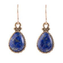 Load image into Gallery viewer, Dreamy Drop Blue Lapis and Golden Earrings