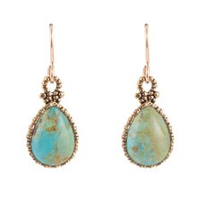 Load image into Gallery viewer, Dreamy Drop Blue Turquoise and Golden Earrings