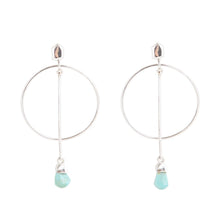 Load image into Gallery viewer, Sterling Silver and Blue Turquoise Drop a Line Earrings