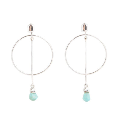 Sterling Silver and Blue Turquoise Drop a Line Earrings