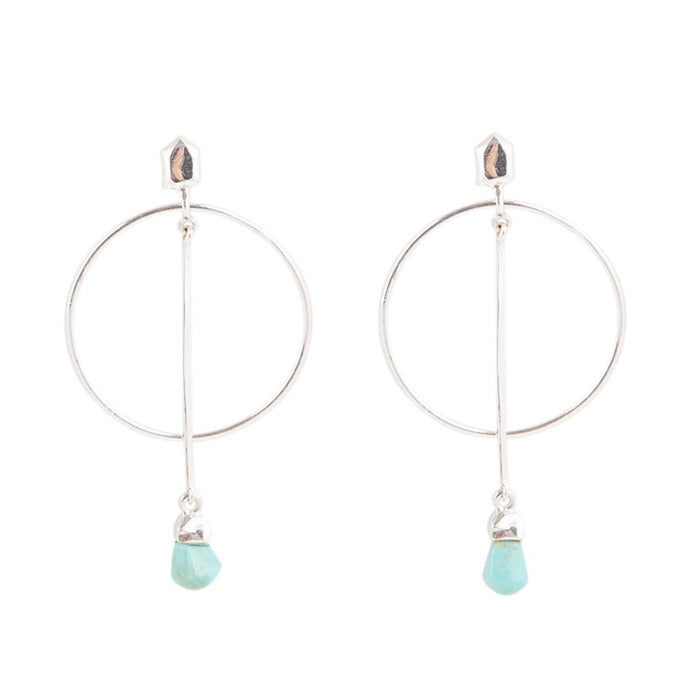 Sterling Silver and Blue Turquoise Drop a Line Earrings