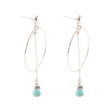 Load image into Gallery viewer, Sterling Silver and Blue Turquoise Drop a Line Earrings
