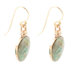 Load image into Gallery viewer, Drops of Blue Turquoise Golden Bronze Drop Earrings