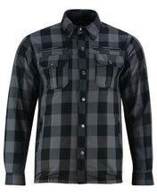 Load image into Gallery viewer, Alpha Check Men's  Armored Motorcycle Flannel Shirt - Gray/Black
