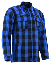 Load image into Gallery viewer, Lumberjack Men's  Armored Motorcycle Flannel Shirt - Blue