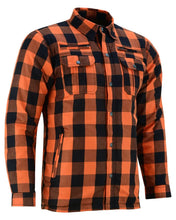 Load image into Gallery viewer, Alpha Check  Men's  Armored Motorcycle Flannel Shirt - Orange