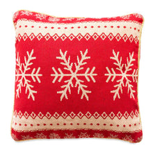 Load image into Gallery viewer, Set of 2 White Snowflakes on Red Christmas Throw Cushion Pillow Covers