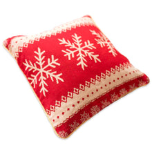 Load image into Gallery viewer, Set of 2 White Snowflakes on Red Christmas Throw Cushion Pillow Covers