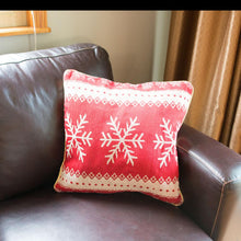 Load image into Gallery viewer, Set of 2 White Snowflakes on Red Christmas Throw Cushion Pillow Covers