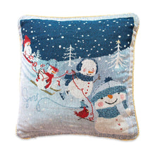 Load image into Gallery viewer, Set of 2 Snowmen Enjoying Winter Sport Parade Christmas Throw Cushion Pillow Covers
