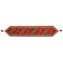 Load image into Gallery viewer, Poinsettia Flowers Christmas Tablecloth Holiday Runner 75 Inches