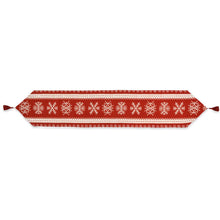 Load image into Gallery viewer, Snowflakes on Red Pattern Christmas Tablecloth Holiday Runner 76.5 Inches
