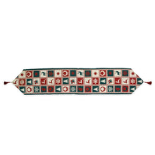 Load image into Gallery viewer, Reindeer Square Patterns Christmas Tablecloth Holiday Runner 75 Inches