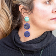 Load image into Gallery viewer, Blue &amp; Green TurnTable Statement Earrings
