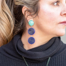 Load image into Gallery viewer, Orange &amp; Black TurnTable Statement Earrings