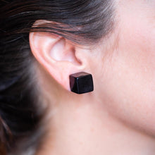 Load image into Gallery viewer, Black Lucite Jumbo Cube Stud Earrings