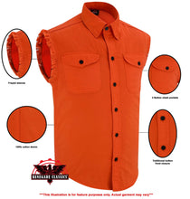 Load image into Gallery viewer, Men&#39;s Orange Lightweight Sleeveless Denim Shirt
