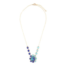 Load image into Gallery viewer, Duality Blue Lapis and Turquoise Golden Pendant Necklace