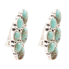 Load image into Gallery viewer, Durango Blue Turquoise Sterling Silver Clip Earrings