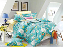 Load image into Gallery viewer, Tache Butterfly Wonderland Cotton Aqua Floral Duvet Cover (2142)