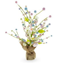 Load image into Gallery viewer, Easter Berry &amp; Egg Floral Arrangement – Rustic Spring Tabletop Centerpiece with Burlap Base