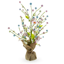 Load image into Gallery viewer, Easter Berry &amp; Egg Floral Arrangement – Rustic Spring Tabletop Centerpiece with Burlap Base
