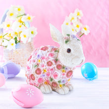 Load image into Gallery viewer, Floral Bunny Figurine – Elegant Spring &amp; Easter Decor with Pastel Flowers 7.1 Inches